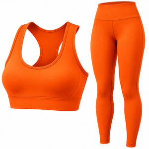 Ensemble de tenue de yoga pour femmes, tissu tricoté respirant, haut et leggings assortis, usine OEM ODM - Product Image 1