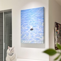 Peinture murale moderne en relief 3D sur toile, peinte à la main, paysage marin abstrait avec bateau, décoration pour salon et hôtel