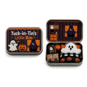 Mini-boîte en fer blanc Halloween Ghost, ensemble maison de poupée, adorable jouet de poche fantôme en feutre, petite boîte de scène, cadeau de décoration d'Halloween - Product Image 5
