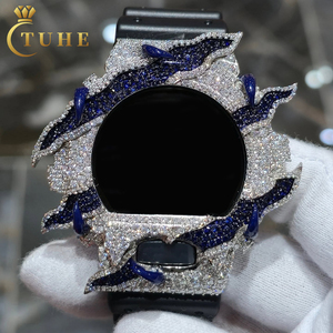 Boîtier de <span class=keywords><strong>montre</strong></span> de <span class=keywords><strong>luxe</strong></span> en or blanc, serti de diamants VVS Moissanite, style Hip Hop, en argent 925, avec lunette de <span class=keywords><strong>montre</strong></span> DW6900 - Product Image 1