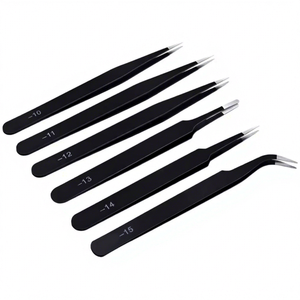 6PCS Precision Tweezers Set Upgraded Anti-Static Stainless Steel Curved Mirror Polish MAQNSCO Brand Gouge Small Spoon - Product Image 1