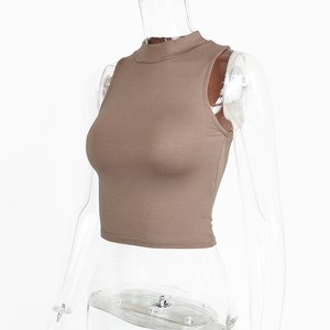 Débardeurs courts blancs <span class=keywords><strong>sans</strong></span> manches pour femmes, respirants, très extensibles, coupe ajustée, style sexy, pour l'été - Product Image 4
