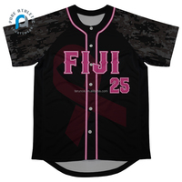 Maillot de baseball pour hommes Pure for Men's, motif ruban rose de sensibilisation au cancer du sein, pour softball, noir, avec maillots de baseball noirs