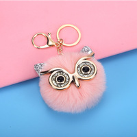 Petit hibou pom pom porte-clés femme peluche pom porte-clés fausse fourrure boule