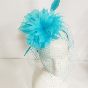 Luxe maille filet paille plume Fascinator pour mariée demoiselle d'honneur mariage invité thé fête église course jour chapeaux - Product Image 2