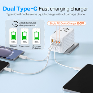 Adaptateur de voyage universel Worldplug PD 100W avec chargeur rapide et port USB Type-C pour appareil photo, certifié CE/FCC, garantie de 18 mois - Product Image 2