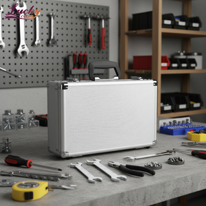 Estuche de Herramientas de Aluminio Plateado, Caja de Herramientas de Aluminio con Logotipo Personalizado Serigrafiado, Maletín de Aluminio Portátil con Espuma Precortada - Product Image 4