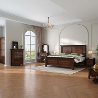 Lit plateforme de rangement en bois massif de séquoia de style américain vintage, durable et confortable, tailles Queen/King pour chambres, hôtels, villas