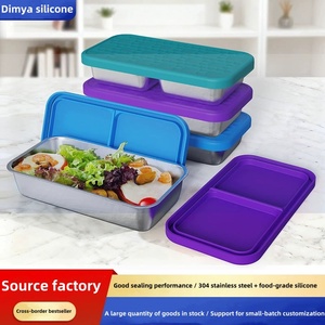 Nouvelle boîte alimentaire en acier inoxydable avec joint en silicone sans BPA, petite boîte bento pour enfants avec couvercle en silicone - Product Image 3