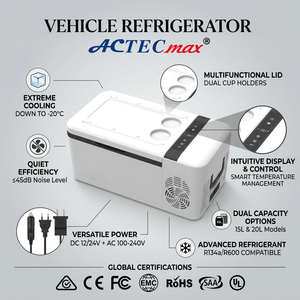 Réfrigérateur-congélateur portable 20L 15L, refroidissement et chauffage, réfrigérateur de voiture 12V 24V double tension, mini-réfrigérateur pour la maison, le camping-car, le camping et les voyages - Product Image 2