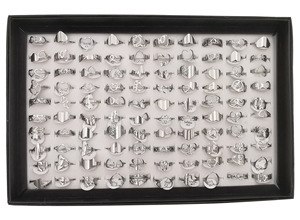 Anel de Coração em Titânio Moda 100 Peças Sortidas e Combináveis com Caixa para Homens e Mulheres Aço Inoxidável Criativo - Product Image 5