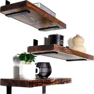 Wooden 3 Tier Wall <strong>Shelf</strong> Natural <strong>Pine</strong> Carbonized Farmhouse Floating <strong>Shelf</strong> Wall Mounted for Bathroom Kitchen - Product Image 1