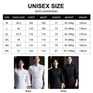 Atlantisシェフユニフォームデアブリゴデシェフブランコ料理ユニフォームキッチンクッキング長袖カスタマイズされたベイカーシェフユニフォーム - Product Image 3