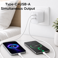 Chargeur rapide GaN 30W PD, chargeur mural double port USB C USB A, adaptateur secteur QC3.0 pour iPhone Samsung tablette ordinateur portable OEM ODM personnalisé