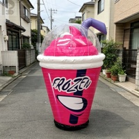 Gobelet géant gonflable LED pour milkshake avec paille, modèle publicitaire décoratif pour smoothies, desserts, boissons et aliments, idéal pour la vente au détail/les magasins