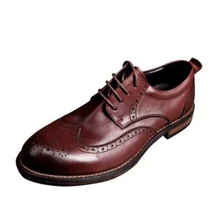 Zapatos de Cuero Genuino para Hombre, Nuevos, de Lujo, Impermeables, Hechos a Mano, con Cordones, Punta Redonda, Formales, de Negocios, Otoño, Alta Calidad - Product Image 2