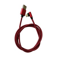 Cable de Datos USB Tipo-C a USB-A con Trenzado de Nailon, 1M, 3A, Carga Rápida, Conector en Ángulo, Rojo y Negro