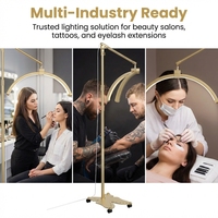 Lampe à cils LED demi-lune 23 pouces, réglable, sur pied, pour extensions de cils, tatouage, microblading, salon, avec base en plastique