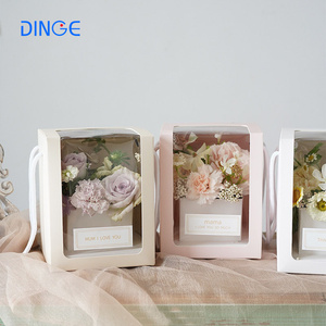 กล่องดอกไม้พกพา INS หน้าต่าง PVC ด้านเดียว กล่องใส่ดอกไม้โปร่งใส สีขาว กล่องของขวัญดอกไม้สำหรับวันวาเลนไทน์ วันแม่ - Product Image 4