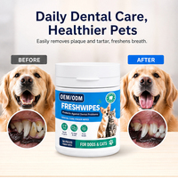 Lingettes buccales pour animaux de compagnie avec logo personnalisé, extrait de plantes, lingettes dentaires jetables, éliminent la mauvaise haleine pour chien et chat, usage quotidien pour le soin des dents