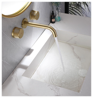 Robinet mural de salle de bain au design moderne à double poignée, gris anthracite, pour lavabo, eau chaude et froide, idéal pour appartement