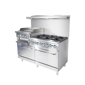 ציוד למטבח מסחרי כיריים גז 6 להבות עם פלאנצ'ה 24 אינץ', סלמנדרה ותנור - Product Image 6