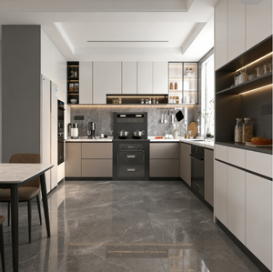 Meuble de cuisine et de buanderie moderne polyvalent avec finition bois clair et lave-linge séchant intégré pour cuisines résidentielles à plan ouvert - Product Image 3