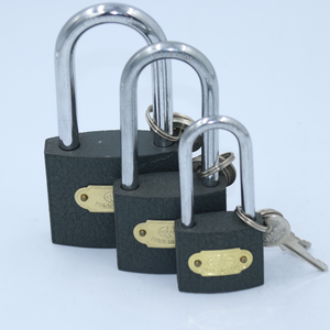 75mm भारी शुल्क pujiang ग्रे रंग चित्रित डबल लॉक बड़ी कुंजी कठोर हथकड़ी लोहा ताला - Product Image 2