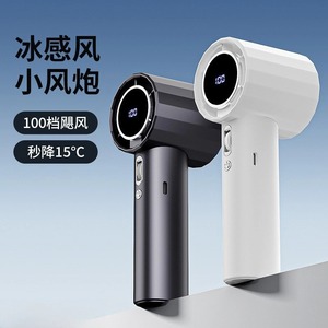 Mini Ventilador Portátil Sin Aspas, 100 Velocidades, Pantalla Digital, Recargable por USB, Opciones de Color Gris, Blanco y Rosa - Product Image 1