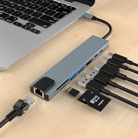 Logotipo personalizado multifuncional 8 en 1 Usb 3,0 tipo C Hub adaptador para portátil expansión Dock accesorios de computadora