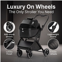 Poussette de transport pour animaux de compagnie légère et moderne en fibre de carbone avec fermeture à bouton, imperméable, respirante, portable et réglable