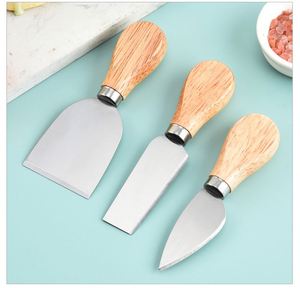 Stainless Steel <b>Cheese</b> <b>Knife</b> <b>Set</b> with Manual Feature Rubber Wood Acacia Wood Bamboo Handle for Butter and Fruit Fork Use - Product Image 3