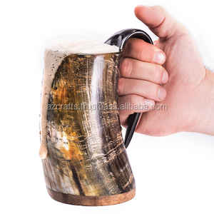 Fait à la main Viking corne à boire Tankard poli nautique Animal Style garçons d'honneur cadeau pour hommes artisanat naturel - Product Image 2