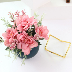 Freesia Iris Artificial Plant Set Colored Ceramic Bonsai With Electroplated Iron Stand Corporate Decor <b>Ornament</b> - Product Image 2