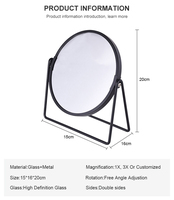 Miroir de maquillage portable détachable de 6 pouces au design moderne avec plateau en bois pour la beauté et le maquillage sur le bureau