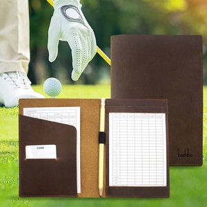 Boshiho Customized Scorecard Holder <b>Golf</b> Yardage Book Holder Cover Custom Logo Cowhide Leather <b>Golf</b> Scorecard Holder - Product Image 1