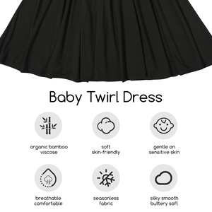 Vestito Midi Girevole per Bambine in Vendita, 95% Bambù 5% Spandex, Manica Lunga, Nero, Casual, Traspirante - Product Image 3