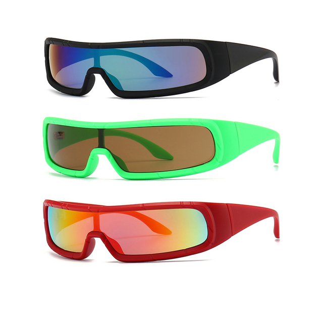 New Outdoor UV 400 Lens Wrap Around Men Sport Eyewear Fashion Steampunk Sun Glasses Mirror One Piece Futuristic Sunglasses