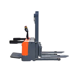 Gerbeur électrique à palettes, longueur de fourche 1500 mm, mât à deux étages, pneus pleins, propulsion arrière, utilisation debout, usage intérieur - Product Image 4