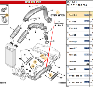 Tuyau d'admission d'air moteur Turbo OE V763335580 9811909980 1440Q6 pour Citroen C4 C5 <span class=keywords><strong>Peugeot</strong></span> 207CC 3008 308CC 308SW RCZ 1.6T EP6 - Product Image 2
