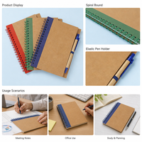 Ensemble de carnet spirale et stylo écologiques avec stylo recyclé, ensemble de journal durable A5 pour les entreprises, le bureau, l'école, les cadeaux promotionnels
