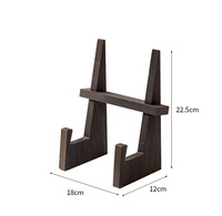Support polyvalent pour ordinateur portable et présentoir à assiettes en bois, au design artisanal au charbon de bois, pour la décoration intérieure et l'approvisionnement des restaurants
