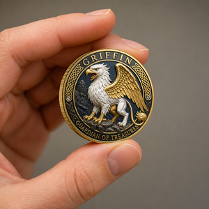 Pièce commémorative Griffin en relief 3D personnalisée, en argent fin .999, pièce de défi Gardien des Trésors, pour cadeau de luxe - Product Image 3