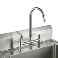 Robinet mélangeur de cuisine professionnel chromé à 2 leviers, col de cygne pivotant, à poser sur comptoir, avec tige en acier inoxydable ou cartouche céramique en option