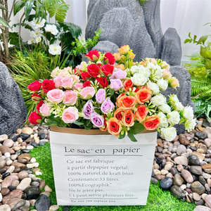 Cinq petites roses artificielles d'inspiration printanière délicate <span class=keywords><strong>fleur</strong></span> artificielle rose bleue pour arrangement <span class=keywords><strong>de</strong></span> mariage - Product Image 2