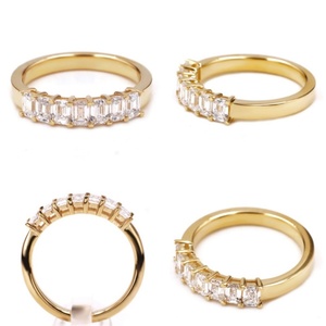 Tianyu Gems Lab Diamant DEF VS1 2.5X3.5mm Taille Émeraude 18k Or Jaune Demi Eternité Bande pour Femmes Cadeau D'anniversaire - Product Image 2