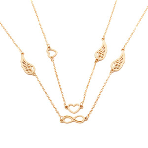 Collar con colgante de ala de corazón chapado en oro para mujer, joyería informal de moda, regalo 2026 - Product Image 2