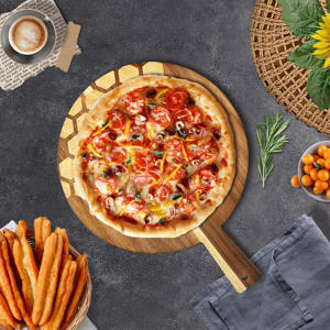 Controsoffitto tagliare il <span class=keywords><strong>pane</strong></span> di carne di salumi che serve circolare cerchio rotondo formaggio Paddle tagliere in legno di Acacia buccia per <span class=keywords><strong>Pizza</strong></span> - Product Image 5