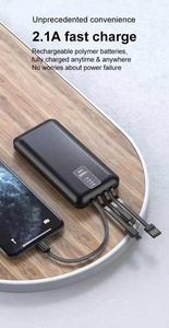 Vente flash Batterie portable ultra-fine étanche avec écran LED 10000mAh avec quatre câbles intégrés pour tous les téléphones - Product Image 6