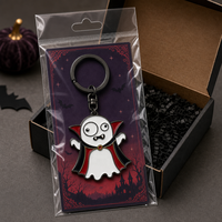 Porte-clés fantôme d'Halloween en gros, breloque cape de vampire, porte-clés en métal nickel noir, cadeau, porte-clés personnalisé en émail souple